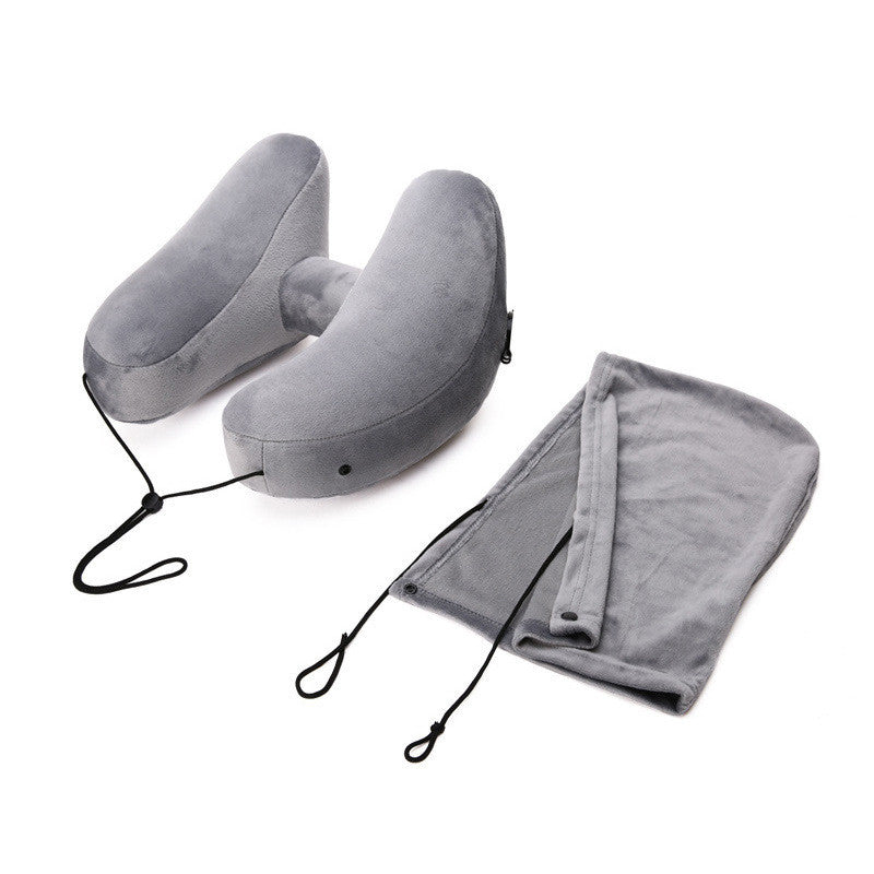 Ergonomic Hooded Travel Pillow | Inflatable Neck Support for Comfortable Sleep Anywhere