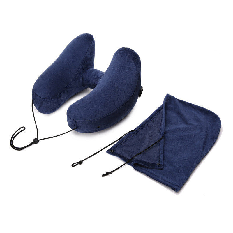 Ergonomic Hooded Travel Pillow | Inflatable Neck Support for Comfortable Sleep Anywhere