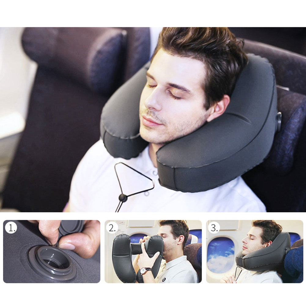 Ergonomic Hooded Travel Pillow | Inflatable Neck Support for Comfortable Sleep Anywhere